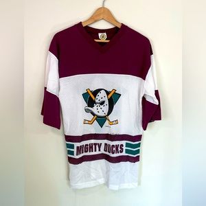 Vintage NHL Anaheim Mighty Ducks Hockey Jersey Mesh Burgundy White Size XL 16/18